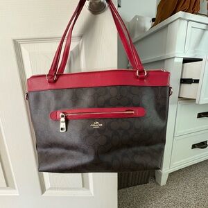 Coach Red and Brown Shoulder Bag